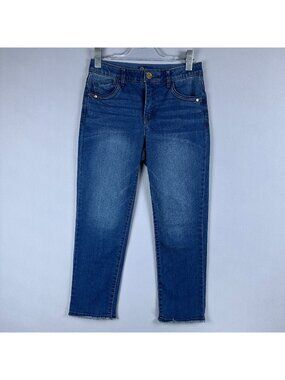 Democracy Ab Solution High Rise Skinny Jeans Dark Wash Womens Size 4P Raw Hem